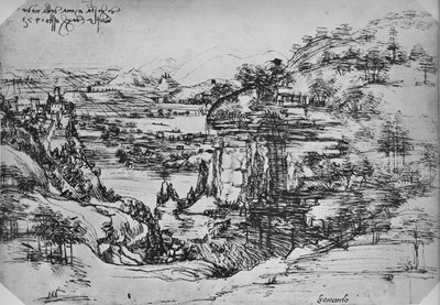 Landschap door Leonardo da Vinci
