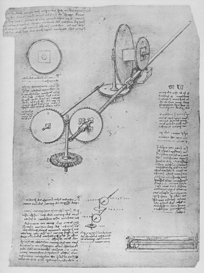 Machine voor het vormen van ijzeren staven voor het maken van kanonnen door Leonardo da Vinci