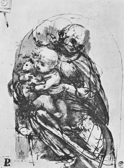 Madonna en kind met een kat, 1478-1481 door Leonardo da Vinci