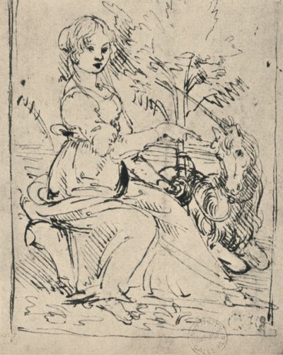 Maagd met een Eenhoorn door Leonardo da Vinci