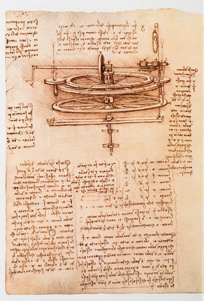 Ms 8937 fol.142r Studie voor een waterrad, 