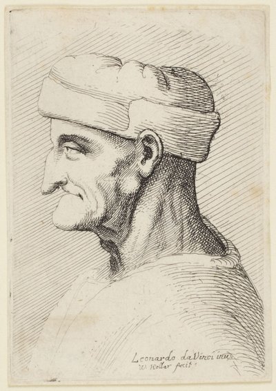 Oude man met pet door Leonardo da Vinci