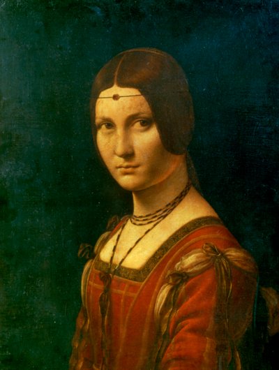 Portret van een Onbekende Vrouw La Belle Ferroniere, ca. 1490 door Leonardo da Vinci
