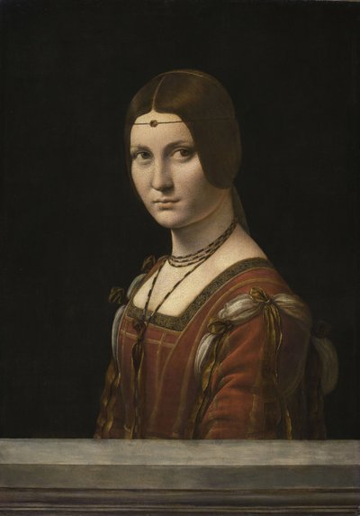 Portret van een onbekende vrouw, genaamd La Belle Ferronnière, 1490-1496 door Leonardo da Vinci