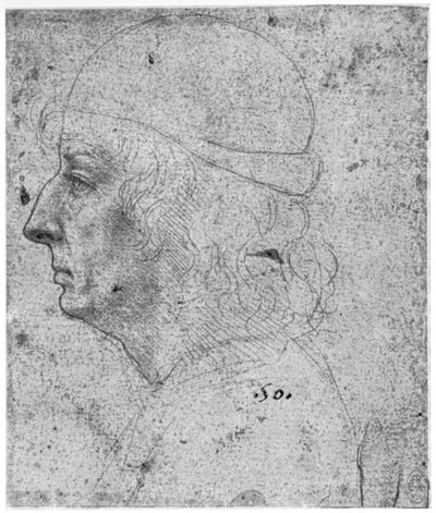 Portretstudie van een man door Leonardo da Vinci