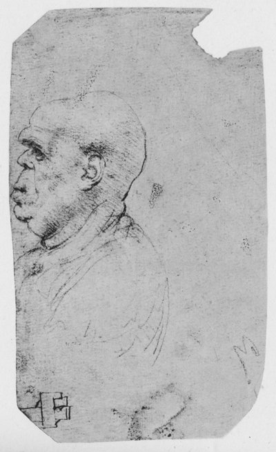 Profiel van een kale man naar links, ca. 1480, 1945 door Leonardo da Vinci