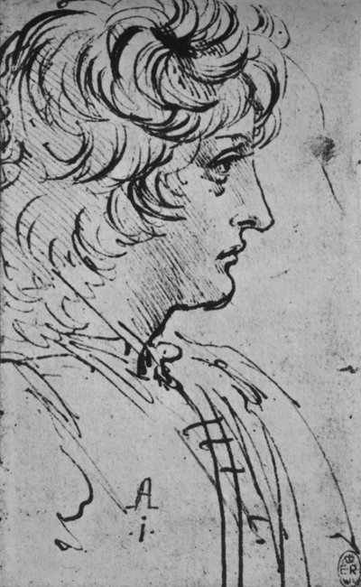Profiel van een jongeling naar rechts, ca. 1480, 1945 door Leonardo da Vinci