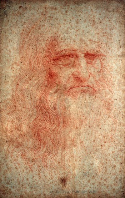 Zelfportret van Leonardo da Vinci, Italiaanse schilder, beeldhouwer, ingenieur en architect, c1513 door Leonardo da Vinci