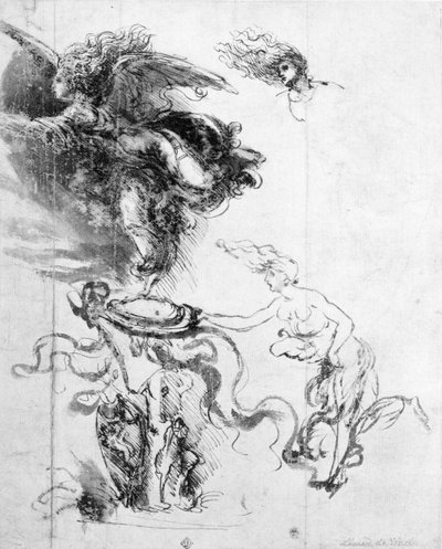 Silhouet van een engel door Leonardo da Vinci