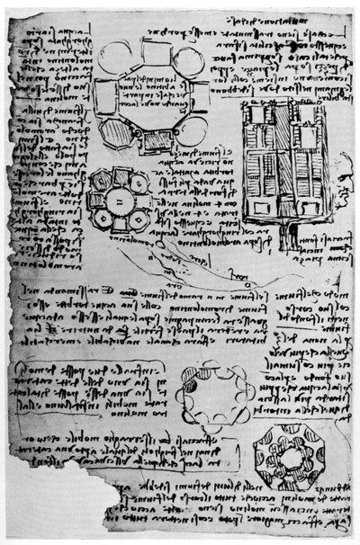 Schets voor Kasteel Romorantin, 1517-1518 1954 door Leonardo da Vinci