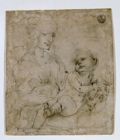 Studie voor Madonna met kat door Leonardo da Vinci