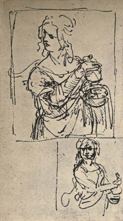 Studies voor een St. Maria Magdalena, ca. 1480-1482 door Leonardo da Vinci