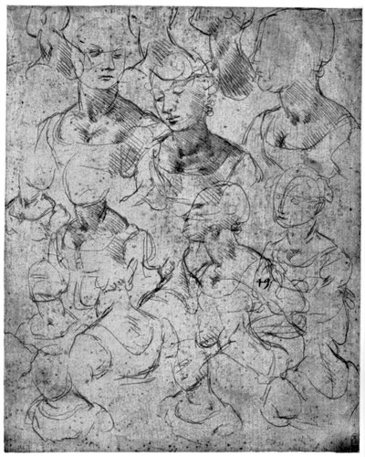 Studies voor een half lengte vrouwelijke figuur door Leonardo da Vinci