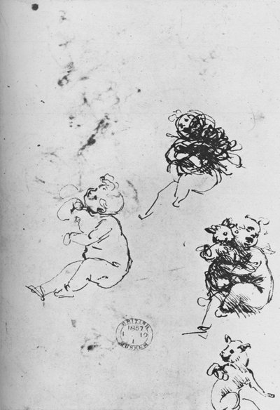 Studies van kinderen en katten, 1478-1481, 1945 door Leonardo da Vinci