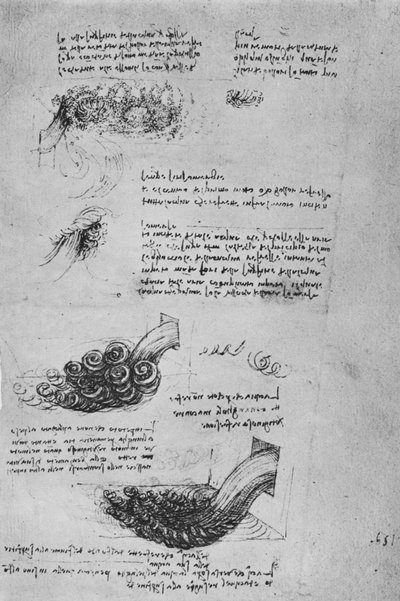 Studies van waterformaties door Leonardo da Vinci
