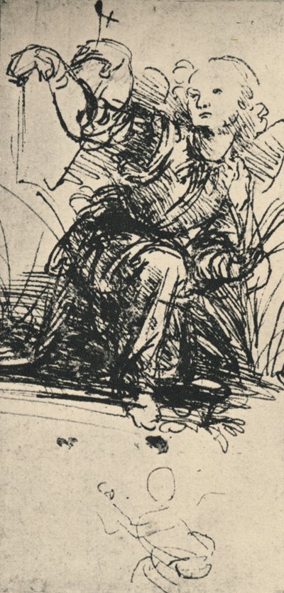 Studies van een knielende engel, c1467-1519 1945 door Leonardo da Vinci