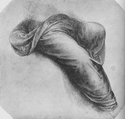 Studies van de draperie van een figuur zittend naar rechts, ca. 1480 1945 door Leonardo da Vinci