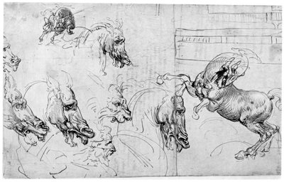Studie voor De Slag bij Anghiari, c1503-1505 door Leonardo da Vinci