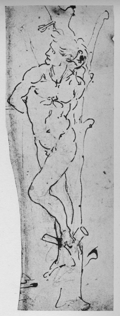 Studie voor een St. Sebastian, ca. 1480, 1945 door Leonardo da Vinci