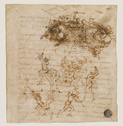 Studie voor de Slag bij Anghiari, ca. 1503-1504 door Leonardo da Vinci
