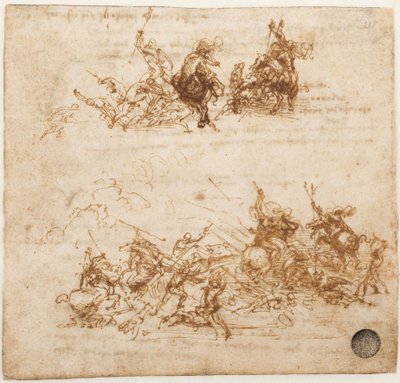 Studie voor de Slag bij Anghiari, ca. 1503-1504 door Leonardo da Vinci