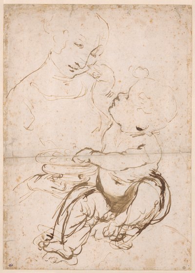 Studie voor de Madonna met een fruitschaal, ca. 1478 door Leonardo da Vinci