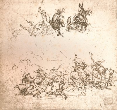 Studie voor de cartoon van de Slag bij Anghiari, ca. 1472-ca. 1505, 1883 door Leonardo da Vinci