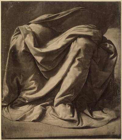 Studie voor de mantel van de Maagd in de Annunciatie, nu gehuisvest in de Uffizi; aquarel en zwart verhoogd met wit op zeer fijn canvas, door Leonardo da Vinci. Het Louvre, Parijs door Leonardo da Vinci