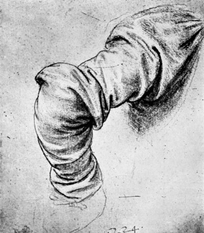 Studie voor de mouw van de rechterarm van St. Peter, 15e eeuw 1930 door Leonardo da Vinci