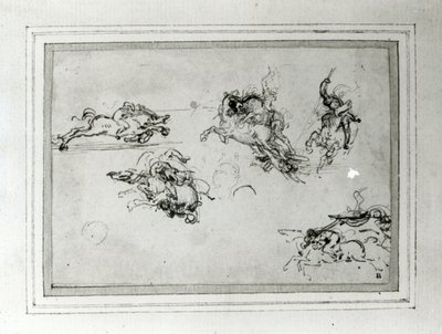 Studie van ruiters in gevecht, 1503-4 door Leonardo da Vinci