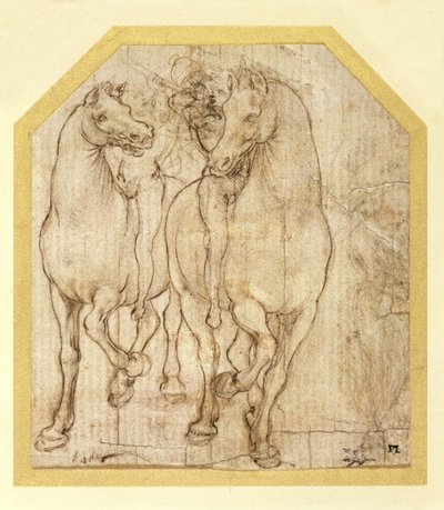 Studie van paarden en ruiters door Leonardo da Vinci