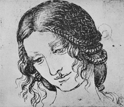 Studie van het Gevlochten Haar van een Vrouw, ca. 1480 1945 door Leonardo da Vinci