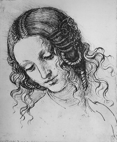 Studie van een vrouwenhoofd, c1480 1945 door Leonardo da Vinci
