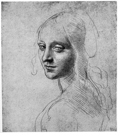 Studie van een meisjeshoofd door Leonardo da Vinci
