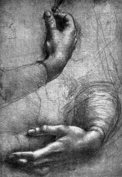 Studie van handen, 15e eeuw door Leonardo da Vinci