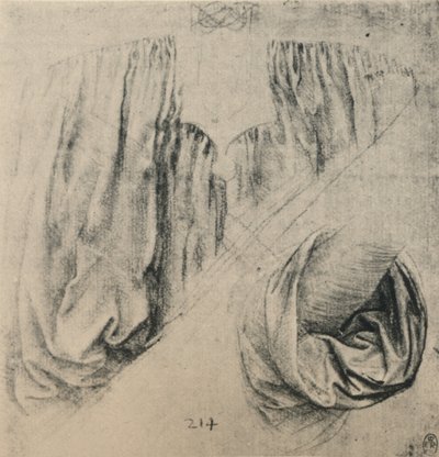 Studie van de voorkant van een jurk en van een mouw, ca. 1480, 1945 door Leonardo da Vinci