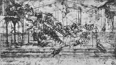 Studie van het Perspectief van de Achtergrond van de Aanbidding der Wijzen, 1481 door Leonardo da Vinci