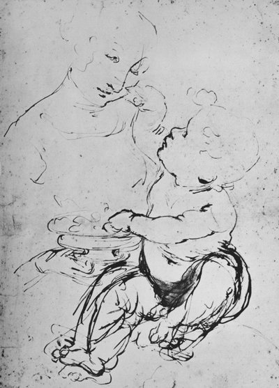 De Madonna en Kind met een Kom Fruit, 1478 1945 door Leonardo da Vinci