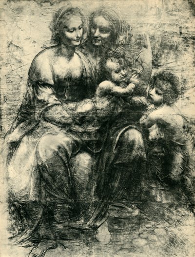 De Maagd en het Kind met St. Anna en St. Johannes de Doper, 1499-1500, 1943 door Leonardo da Vinci