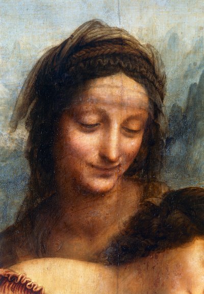 Het gezicht van Sint Anna (detail) door Leonardo da Vinci