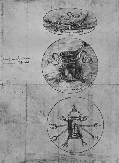 Drie emblemen, c1480 1945 door Leonardo da Vinci