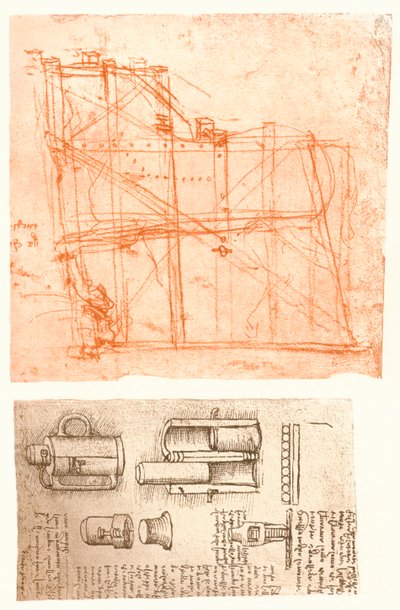 Twee tekeningen, ca. 1472-1519, 1883 door Leonardo da Vinci