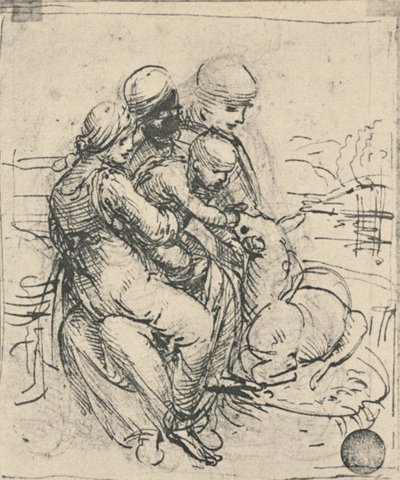 Maagd en Kind met St. Anna, ca. 1480 1945 door Leonardo da Vinci