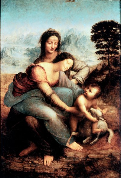 Maagd en kind met de heilige Anna, ca. 1510 (olieverf op paneel) door Leonardo da Vinci