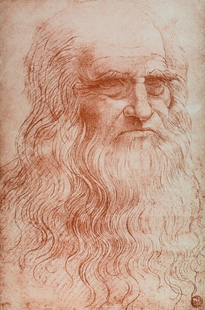 Portret van Leonardo da Vinci, kopie van zelfportret van Leonardo da Vinci door Leonardo da after Vinci