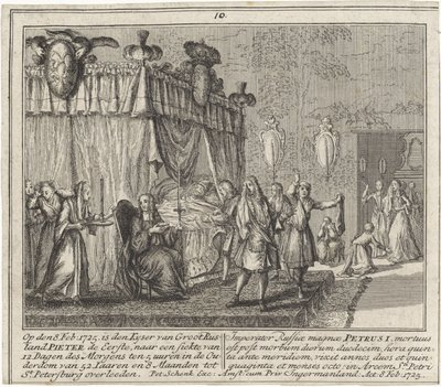De dood van Peter de Grote op 8 februari 1725 door Leonardus Schenk