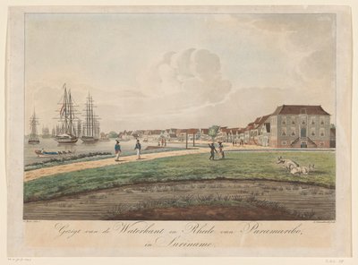 Gezicht op de Waterkant te Paramaribo door Leonardus Schweickhardt