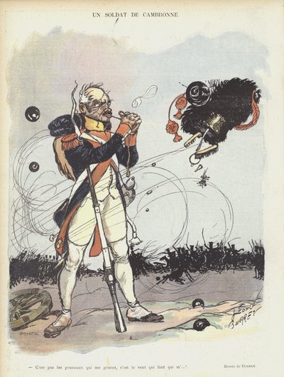 Een soldaat van Cambronne. Illustratie voor Le Rire door Leonce Burret