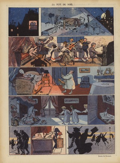 Kerstavond. Illustratie voor Le Rire door Leonce Burret