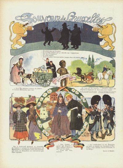 Souvenir van Brussel. Illustratie voor Le Rire door Leonce Burret
